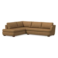 Leroy 2-Seat 2-Piece Right Bumper Chaise Sectional, Saddle Leather, Nut, Almond