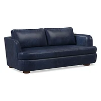 Leroy 96in Sofa, Ludlow Leather Navy, Cool Walnut