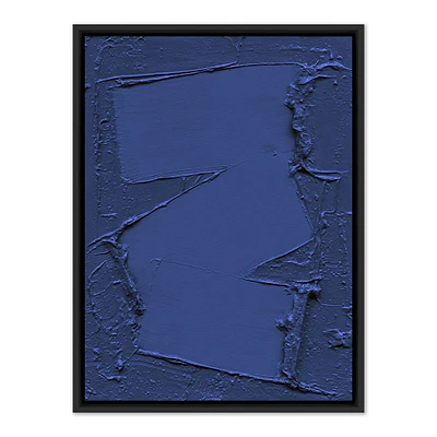 Free Form Deep Blue by The Holly Collective Canvas Floater Frame, 24x32, Black Maple