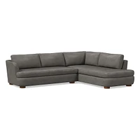 Leroy 2-Seat 2-Piece Right Bumper Chaise Sectional, Saddle Leather, Nut, Almond