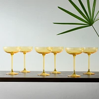 Estelle Colored Champagne Coup, Glass, Black, Set of 6