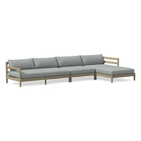 Hargrove Outdoor Sectional, Set 5: Left Arm Chaise + Armless Single Right Sofa Cushion Cover, Canvas, Natural