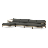 Hargrove Outdoor Sectional, Set 5: Left Arm Chaise + Armless Single Right Sofa Cushion Cover, Canvas, Natural