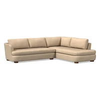 Leroy 2-Seat 2-Piece Right Bumper Chaise Sectional, Saddle Leather, Nut, Almond