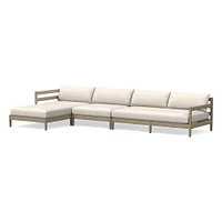 Hargrove Outdoor Sectional, Set 5: Left Arm Chaise + Armless Single Right Sofa Cushion Cover, Canvas, Natural