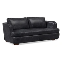 Leroy 96in Sofa, Ludlow Leather Navy, Cool Walnut