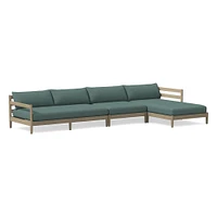 Hargrove Outdoor Sectional, Set 5: Left Arm Chaise + Armless Single Right Sofa Cushion Cover, Canvas, Natural
