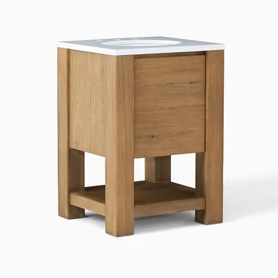 Graham Single 24" Bath Vanity, Toasted Oak, White Quartz Top