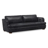 Leroy 96in Sofa, Ludlow Leather Navy, Cool Walnut