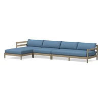 Hargrove Outdoor Sectional, Set 5: Left Arm Chaise + Armless Single Right Sofa Cushion Cover, Canvas, Natural