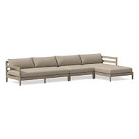 Hargrove Outdoor Sectional, Set 5: Left Arm Chaise + Armless Single Right Sofa Cushion Cover, Canvas, Natural