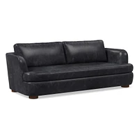 Leroy 96in Sofa, Ludlow Leather Navy, Cool Walnut