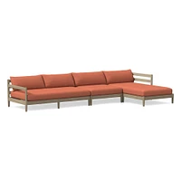Hargrove Outdoor Sectional, Set 5: Left Arm Chaise + Armless Single Right Sofa Cushion Cover, Canvas, Natural