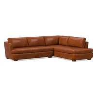 Leroy 2-Seat 2-Piece Right Bumper Chaise Sectional, Saddle Leather, Nut, Almond