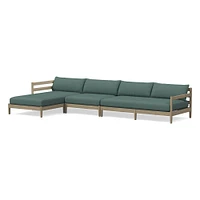 Hargrove Outdoor Sectional, Set 5: Left Arm Chaise + Armless Single Right Sofa Cushion Cover, Canvas, Natural