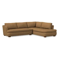 Leroy 2-Seat 2-Piece Right Bumper Chaise Sectional, Saddle Leather, Nut, Almond