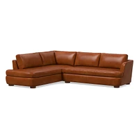Leroy 2-Seat 2-Piece Right Bumper Chaise Sectional, Saddle Leather, Nut, Almond