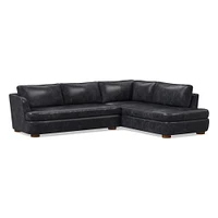 Leroy 2-Seat 2-Piece Right Bumper Chaise Sectional, Saddle Leather, Nut, Almond