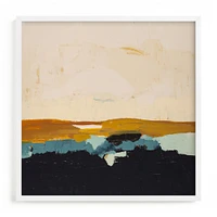 Yellow Seascape by Caryn Owen, White Wood Frame, Full Bleed, 16x16