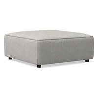 Remi Ottoman, Memory Foam, Yarn Dyed Linen Weave, Alabaster, Concealed Support
