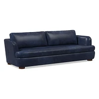 Leroy 96in Sofa, Ludlow Leather Navy, Cool Walnut