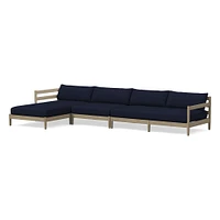Hargrove Outdoor Sectional, Set 5: Left Arm Chaise + Armless Single Right Sofa Cushion Cover, Canvas, Natural