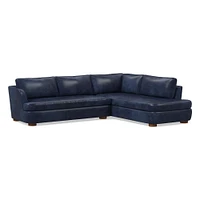 Leroy 2-Seat 2-Piece Right Bumper Chaise Sectional, Saddle Leather, Nut, Almond