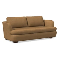Leroy 96in Sofa, Ludlow Leather Navy, Cool Walnut