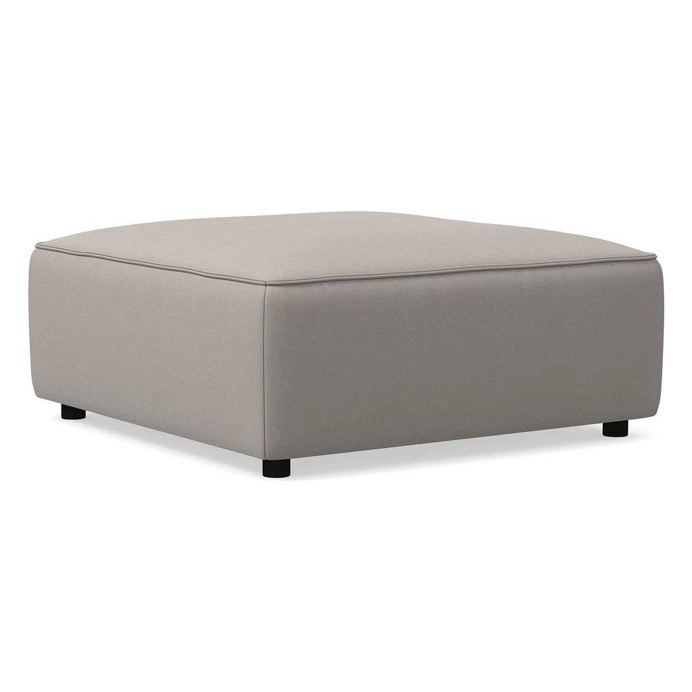 Remi Ottoman, Memory Foam, Yarn Dyed Linen Weave, Alabaster, Concealed Support