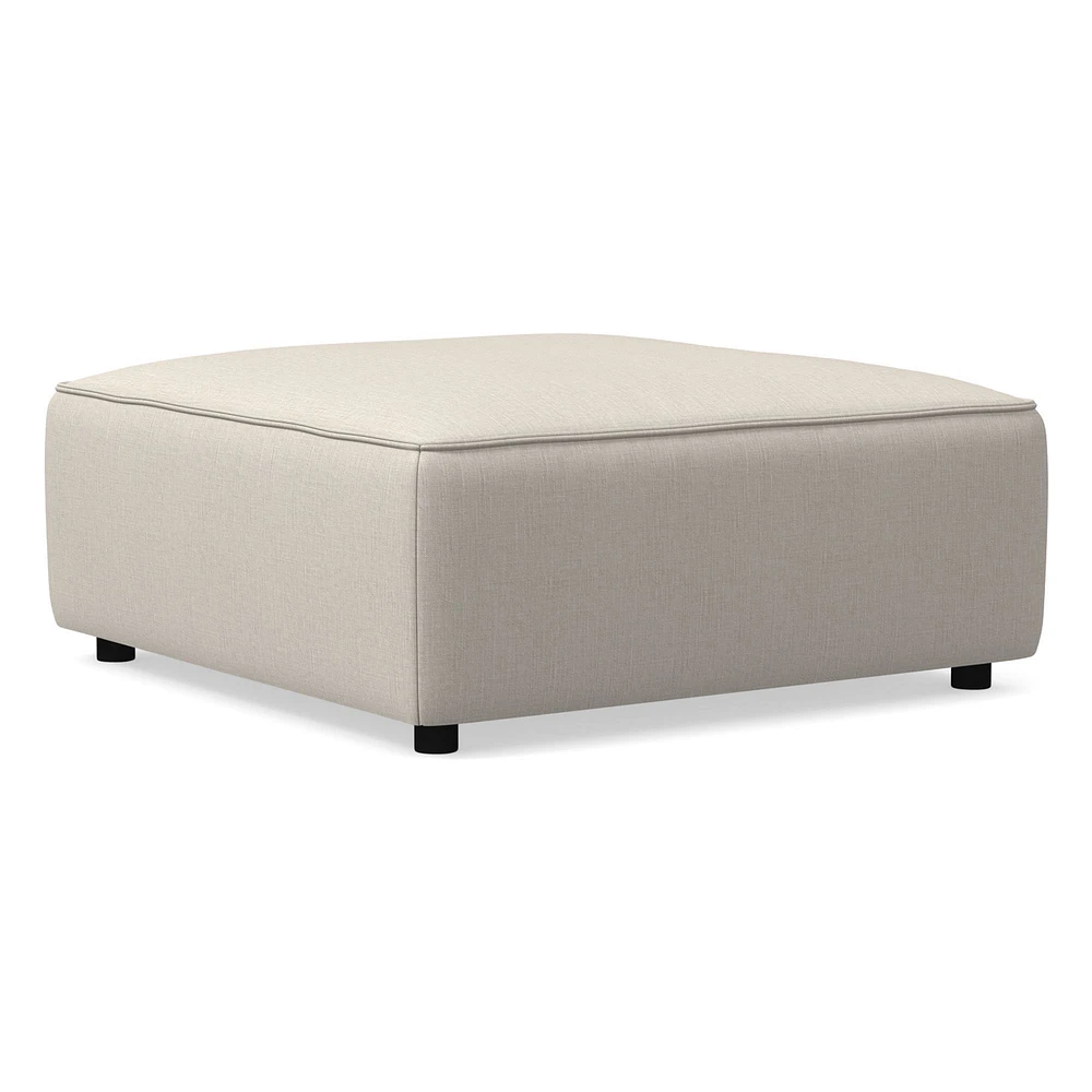 Remi Ottoman, Memory Foam, Yarn Dyed Linen Weave, Alabaster, Concealed Support