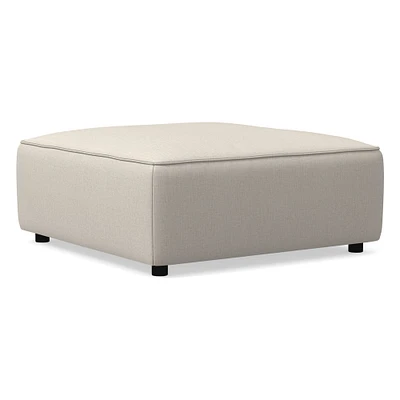 Remi Ottoman, Memory Foam, Yarn Dyed Linen Weave, Alabaster, Concealed Support