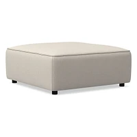 Remi Ottoman, Memory Foam, Yarn Dyed Linen Weave, Alabaster, Concealed Support