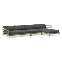 Hargrove Outdoor Sectional, Set 5: Left Arm Chaise + Armless Single Right Sofa Cushion Cover, Canvas, Natural