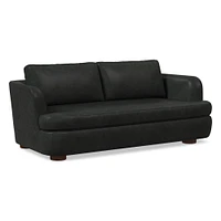 Leroy 96in Sofa, Ludlow Leather Navy, Cool Walnut