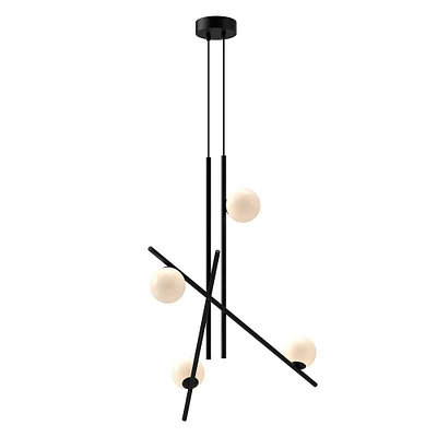 Araminta LED Chandelier, 32", Brushed Gold/Glossy Opal