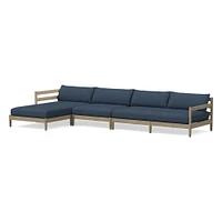 Hargrove Outdoor Sectional, Set 5: Left Arm Chaise + Armless Single Right Sofa Cushion Cover, Canvas, Natural