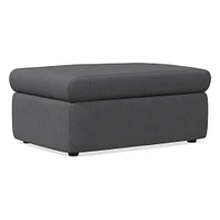 Enzo Storage Ottoman, Poly, Yarn Dyed Linen Weave, Alabaster, Concealed Support