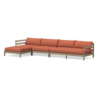 Hargrove Outdoor Sectional, Set 5: Left Arm Chaise + Armless Single Right Sofa Cushion Cover, Canvas, Natural