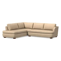 Leroy 2-Seat 2-Piece Right Bumper Chaise Sectional, Saddle Leather, Nut, Almond