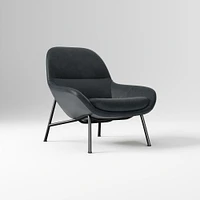 Fillmore Leather Mid Century Chair Poly Saddle Nut Matte Black