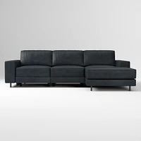 Axel Motion 108" Right 3-Piece Reclining Chaise Sectional, Saddle Leather, Nut, Dark Bronze