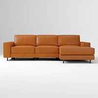 Axel Motion 108" Right 3-Piece Reclining Chaise Sectional, Saddle Leather, Nut, Dark Bronze