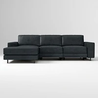 Axel Motion 108" Right 3-Piece Reclining Chaise Sectional, Saddle Leather, Nut, Dark Bronze