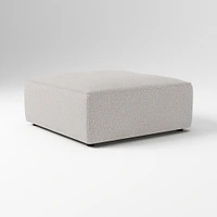 Remi Ottoman, Memory Foam, Yarn Dyed Linen Weave, Alabaster, Concealed Support