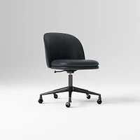 Wayne Office Chair Armless, Saddle Leather, Nut, Dark Bronze