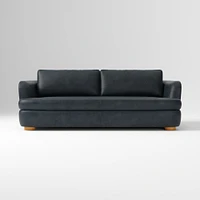 Leroy 96in Sofa, Ludlow Leather Navy, Cool Walnut