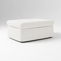 Enzo Storage Ottoman, Poly, Yarn Dyed Linen Weave, Alabaster, Concealed Support