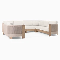 Porto Outdoor 6-Piece U-Shaped Sectional, Driftwood,Warm Cement Cord, Frost Gray