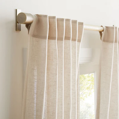 Sheer European Linen Curtain, Natural Flax, 24"W x 25"L