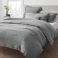 European Flax Linen Ruffle Full/Queen Duvet